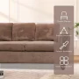Aukfa 3 Piece L-shape Sectional Sofa Couch w/ Storage Ottoman, 2 Pillows, Pineapple Velvet, Brown - Image 4