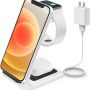 JoyGeek Wireless Charging Station, Wireless iPhone Charger, 3 in 1 Charging Station for Apple iPhone 13 Pro Max/13 Pro/13/12 Pro Max/12 Pro/12/11 Pro Max/11 Pro/11/SE/X/XR/XS/8, iWatch7/6/SE/3,AirPods - Image 1