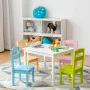 Costway 5 Piece Kids Wood Table Chair Set Activity Toddler Playroom Furniture Colorful - Image 3