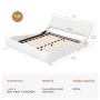 Sha Cerlin White Full Platform Bed, Leather Bed Frame with Adjustable Headboard, Adults - Image 6