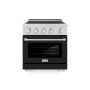 ZLINE - 30 in. Wide 4 Elements 4.2 Cu.Ft. Paramount Freestanding Induction Range with Electric Oven in Satin Steel w/ Black Door - Matte Black - Image 1