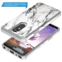 LG Stylo 4 Case, LG Stylo 4 Plus Case, Rosebono Slim Hybrid Dual Layer Shockproof Hard Cover Graphic Fashion Cute Colorful Silicone Skin Cover Armor Case for LG Stylo 4+ (White Marble) - Image 3