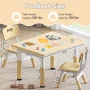 DOREROOM Kids Table and 2 Chairs Set, Height-Adjustable Toddler Table and Chair Set with Graffiti Desktop, 31.5''L x 23.6''W Children Activity Table for Daycare, Classroom, Home - Image 2