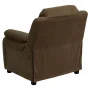 Deluxe Padded Contemporary Brown Microfiber Kids Recliner with Storage Arms - Image 4
