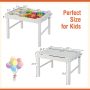 Kids Multi Activity Play Table Wooden Building Block Desk with Storage Paper Roll - White - Image 3