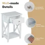 Costway Nightstand Sofa Side End Table with Drawer & Shelf Bedroom Furniture White - Image 6