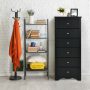 6 Drawers Chest Dresser Clothes Storage Bedroom Furniture Cabinet - Black - Image 5