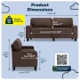 Serta Palisades 73" Track Arm Sofa, Easy Care Polyester, Loveseat or Couch for Small Spaces, Dark Brown - Image 2