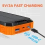 49800mAh Solar Power Bank Portable Solar Charger Built in 3 Cables and 5W Wireless Charger Power Bank,Built-in Super Bright Flashlight,Battery Pack Suitable for Outdoor Camping Hiking(Orange) - Image 4