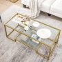 Modern 2-Tier Rectangular Coffee Table with Glass Table Top - Image 5