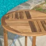 Carina Teak Brown Round Wood Outdoor Patio Accent Table - Image 3