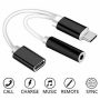 2-in-1 Type-C to 3.5 mm Audio Headphone Jack And Charging Adapter Black & White - Image 3
