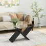 47 Inch Rectangle Glass Coffee Table Modern Center Table with Tempered Glass Tabletop - Image 2