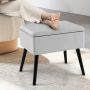 Gray Velvet Storage Ottoman with Solid Wood Legs for Living Room Bedroom - Image 2