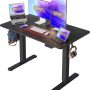 BANTI 48'' Standing Desk Height Adjustable, Electric Stand up Corner Desk, Sit Stand Home Office Desk Computer Workstation with Memory Preset, Black Frame/Black Top - Image 1