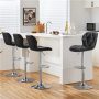 4pcs Adjustable Bar Stools PU Leather Swivel Office Chair with Backrest Black - Image 2