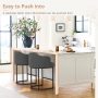 Crystal Charcoal Gray 26''Counter Height Linen Fabric Upholstered Bar Stool Kitchen Island Stool With Black Metal Frame - Image 2