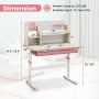 Height Adjustable Kids Study Desk with Tilt Desktop for 3-12 Years Old - Pink - Image 4