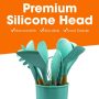 12-Piece Aqua Silicone Utensil Spatula Set with Wooden Handles - Image 2