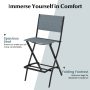Blue Folding Bar Stools Set of 2 Backrest Humanized Footrest - Image 6