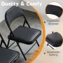 UBesGoo 6 Pack Folding Chairs, Vinyl Cushion Padded Lightweight Foldable Chairs Set of 6, Waterproof Collapsible Chairs for Outdoor Party, Home, Office, Black - Image 3
