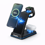 Energizer - 3-in-1 15W Qi Certified Wireless Fast 15W Charger Charging Station/Stand w/ RGB Light for iPhone + AirPods + Apple Watch - Black - Image 1