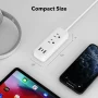 BN-LINK Flat Plug Power Strip with 2 AC Outlets, 2 USB A and 1 USB C Ports(5V,2.4A), 6 Feet Extension Cord, Compact Nightstand Desktop Charging Station for Travel, Dorm, Cruise Ship, ETL & FCC Listed - Image 3