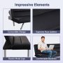 76.6 in Contemporary Faux Leather Armless Futon Sofa Bed with Chrome Legs - Rectangle Folding Design in Black - Image 5