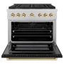 ZLINE - 36 in. Wide 6 Burner 5.2 cu. ft.  Autograph Paramount Dual Fuel Freestanding Range with Black and Gold Accents - Black - Image 2