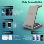 Quezqa Wireless Charging Stand - Fast Wireless Charger - 3 in 1 Charging Station for Apple AirPods Pro 3 2 Apple Watch Ultra 8 7 SE 6 5 4 iPhone 14 Pro Max 14 Plus 13 12 11 Pro Max with QC3.0 Adapter - Image 4