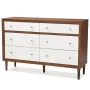 Baxton Studio Harlow Mid-century Modern Scandinavian Style White and Walnut Wood 6-drawer Storage Dresser - Image 1
