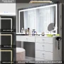 Brielle Makeup Vanity with Adjustable LED Mirror, Bluetooth Speakers, and Charging Station in White | Premium Boahaus Vanity - Image 3