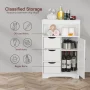 ZENY Bathroom Floor Cabinet, Free Standing Storage Cabinet with 3 Drawers and Adjustable Shelf, Modern Cupboard for Home Living Room Office, White - Image 4