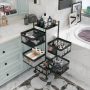 Fruit and Vegetable Basket for Kitchen No Assembly, Rotating Storage Rack,Bathroom Storage Shelf, Kitchen Organizers and Storage Cart on Rolling Wheels(Black, 5 Tier-Square) - Image 2