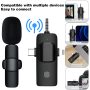 3 in 1 Lavalier Wireless Microphone Audio Video Recording Mic For iPhone Android - Image 2