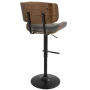 Lombardi Mid-Century Modern Adjustable Barstool in Walnut with Grey Faux Leather by LumiSource - Image 4