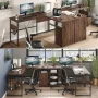 Bestier Reversible 60 inches L Shaped Computer Desk with Storage Cabinet Long Desk for 2 Person Cherry - Image 2