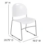 Flash Furniture HERCULES Series 880 lb. Capacity White Ultra-Compact Stack Chair with Silver Powder Coated Frame - Image 6