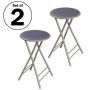 Gray Steel Padded Seats Folding Bar Stools 24 in. Set of 2 - Image 2