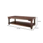 Glenmore 54 in. Large Walnut Brown Rectangle Wood Coffee Table with Detailed Legs - Image 3