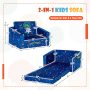 Blue 2-in-1 Convertible Kids Sofa with Velvet Fabric - Image 3