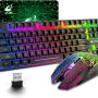 Wireless Gaming Keyboard and Mouse Combo with 87 Key Rainbow LED Backlight Rechargeable 3800mAh Battery Mechanical Feel Anti-ghosting Ergonomic Waterproof RGB Mute Mice for Computer PC Gamer (Black) - Image 3