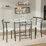 Vineego 3 Pieces Dining Set for 2 Small Kitchen Breakfast Table Set Space Saving Wooden Chairs and Table Set, White - Image 2