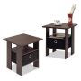 Home Living 15.5 in. Dark Brown and Black Wood Square Storage End Table (Set of 2) - Image 4