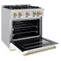 ZLINE - 30 in. Wide 4 Burner 4.2 cu. ft. Autograph Classic Dual Fuel Freestanding Range with Bronze Accents - White - Image 3