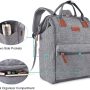 BRINCH Laptop Backpack 15.6 Inch Wide Open Computer Backpacks Laptop Bag College Rucksack Water Resistant Business Travel Backpack Casual Daypack with USB Charging Port for Women Men,Gray - Image 4