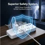 Lefree Surge Protector Power Strip with USB Ports 4-Foot Extension Cord - 12 Outlet for Indoor/Office Use, White - Image 3