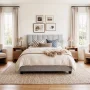 Reece Channel Stitched Upholstered Queen Bed, Platinum, by Hillsdale Living Essentials - Image 1