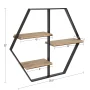 Kate and Laurel Ladd Hexagon Shaped Floating Wood Wall Shelf with Black Metal Frame - Image 2