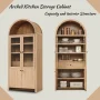 SinCiDo Arched Kitchen Pantry Storage Cabinet, 71" Tall Wood Storage Cabinet with 4 Doors and 6 Shelves for Dining Room Living Room - Natural/Fluted Wood 4 Doors - Image 3